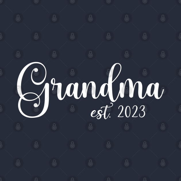 Grandma Est. 2023 (white text) by KayBee Gift Shop