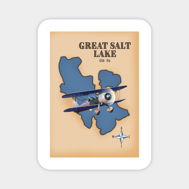 Great Salt Lake Utah vintage style map Magnet by nickemporium1