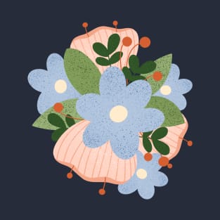 Blue and pink flowers blooming T-Shirt