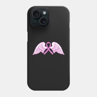 Pink Awareness Ribbon with Angel Wings Phone Case