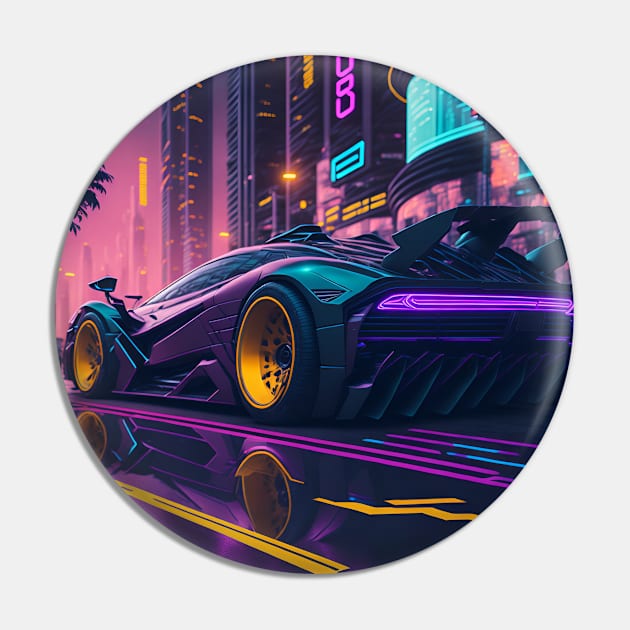 Dark Neon Sports Car in Japanese Neon City Pin by star trek fanart and more