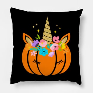 Funny Unicorn Pumpkin Halloween T-shirt Tee Gift Pillow