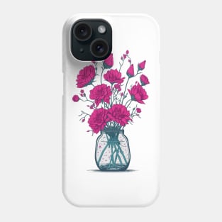 Fuchsia Roses in a Mason Jar Phone Case