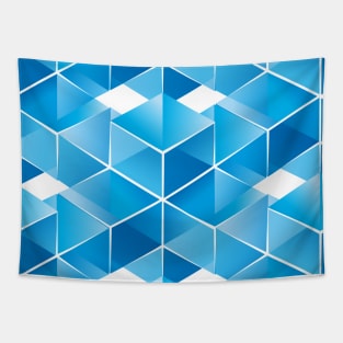 3d blue cubes design Tapestry