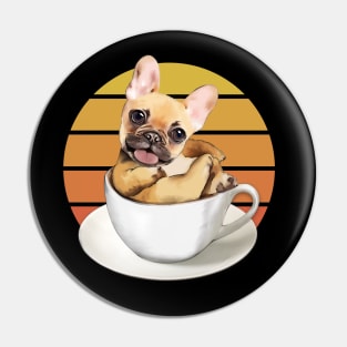 French bulldog lovers, sweet frenchie on coffee cup and sunset Pin