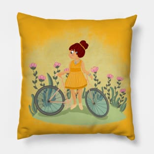 Summer trip with bicycle Pillow