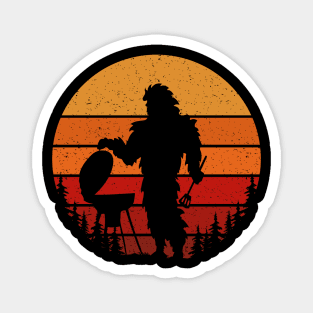 Retro Vintage Bigfoot Camping Breakfast Outdoors Sasquatch Magnet