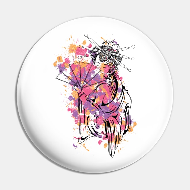 Paint Spatter Geisha Pin by MarinasingerDesigns