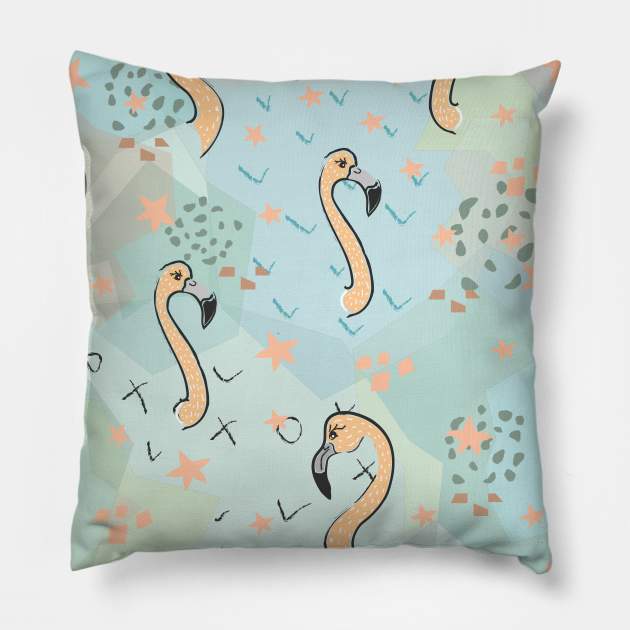 Flamingo Pattern Pillow by KristinaStellar 