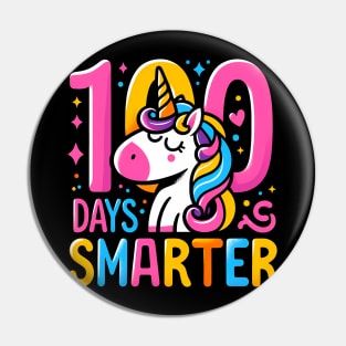 100 days smarter, proud whimsical unicorn, unicorn Pin