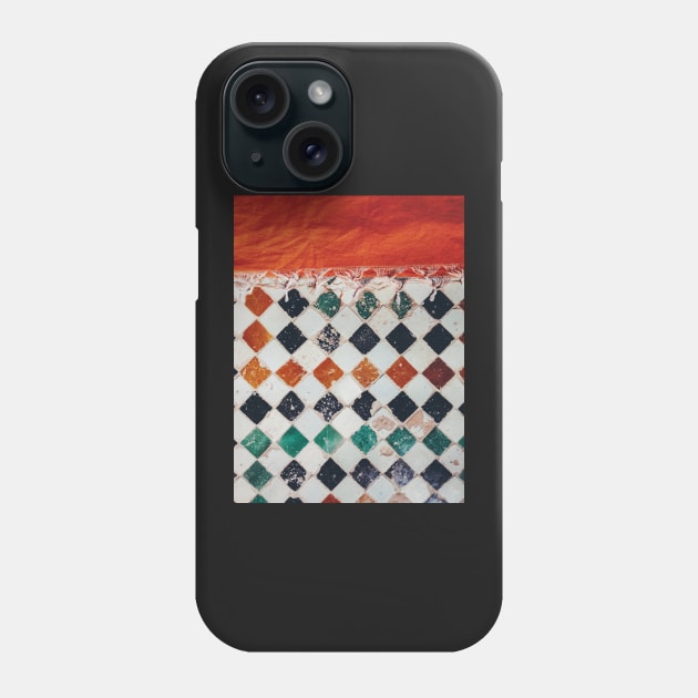 Orange Carpet on Moroccan Tiled Floor Phone Case by visualspectrum