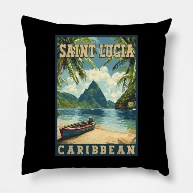 Saint Lucia Caribbean Tropical Paradise Travel Art Pillow by turtlestart