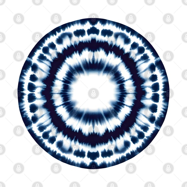 Indigo Blue and White Shibori pattern Circle by craftydesigns