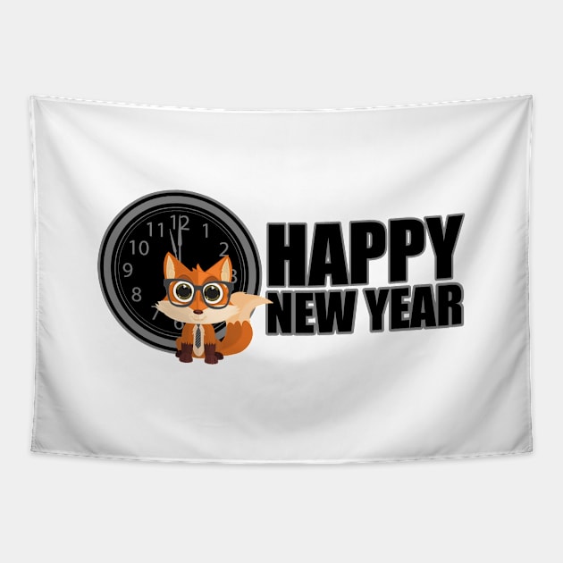 Happy New Year - Fox Nerd Tapestry by adamzworld