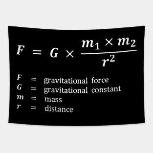 Formula, gravitational force, white Tapestry