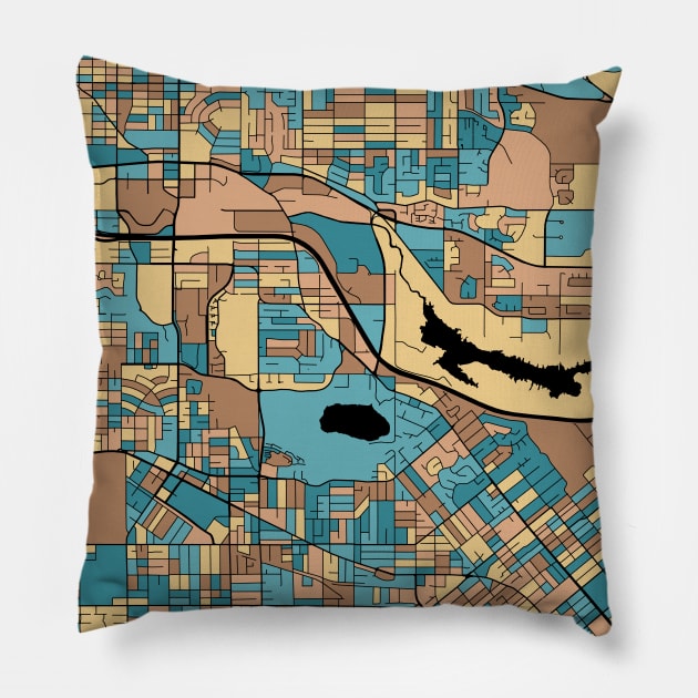 Burnaby Map Pattern in Mid Century Pastel Pillow by PatternMaps