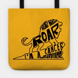 Sarcoma Cancer Awareness yellow ribbon hear me roar I'm a cancer survivor Tote