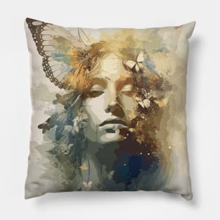 Lepidopterist Butterfly Woman Face Abstract Art Pillow