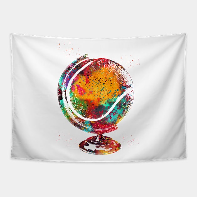 Tennis Globe Tapestry by erzebeth