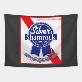 Silver Shamrock Tattoo Company PBR logo Tapestry