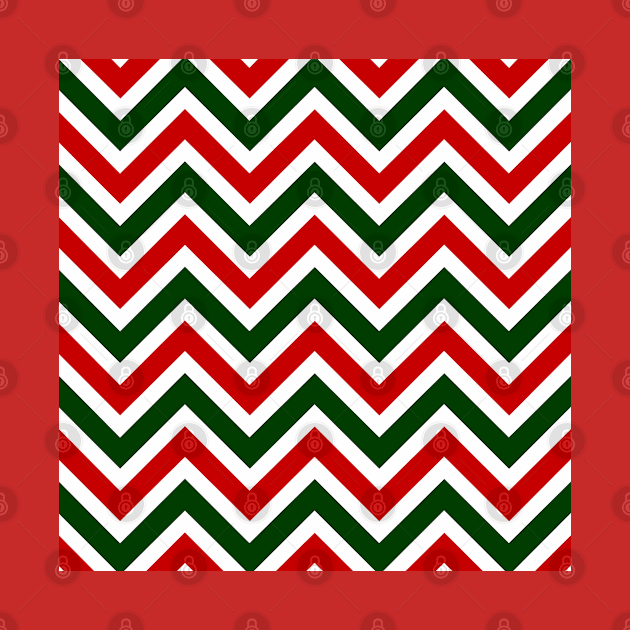 Red, Green and White Chevron Zig Zag Pattern by Gsallicat