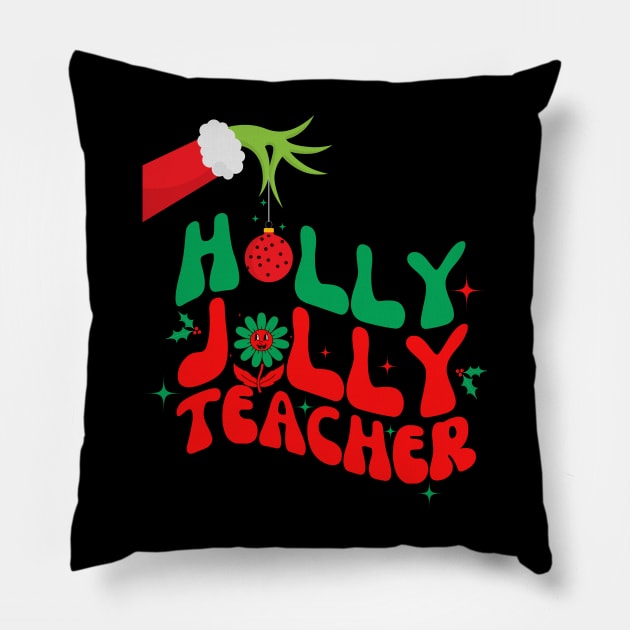 Holly Jolly Teacher Pillow by Bestworker