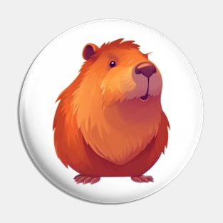 Cute Cartoon Capybara Illustration with friendly smiling face Pin