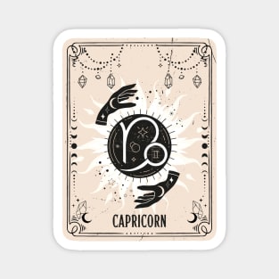 Capricorn zodiac symbol card with fortune teller mystic hands. Magnet