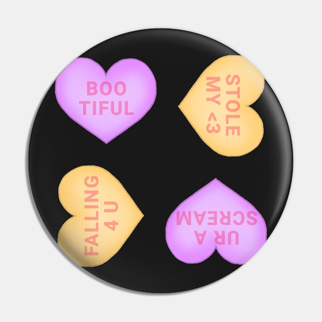 Halloween Conversation Hearts Sticker Pack Pin by dogbone42