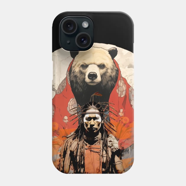 National Native American Heritage Month: The Bear Spirit Animal on a Dark Background Phone Case by Puff Sumo