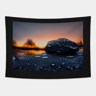 Rock With Raindrops,In The Sunset, Macro Background, Close-up Tapestry