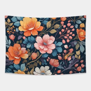 Retro Floral Reverie Vintage Tapestry