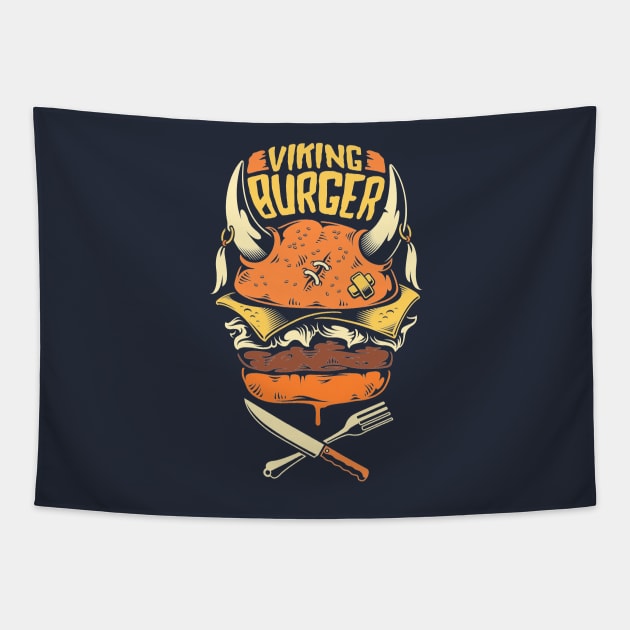 Viking Burger Tapestry by JakeRhodes