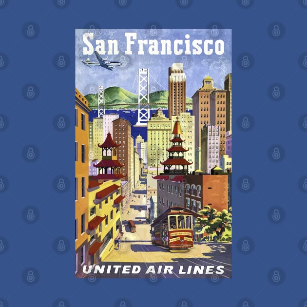 Restored Vintage Travel Poster United Airlines to San Francisco by vintageposterco