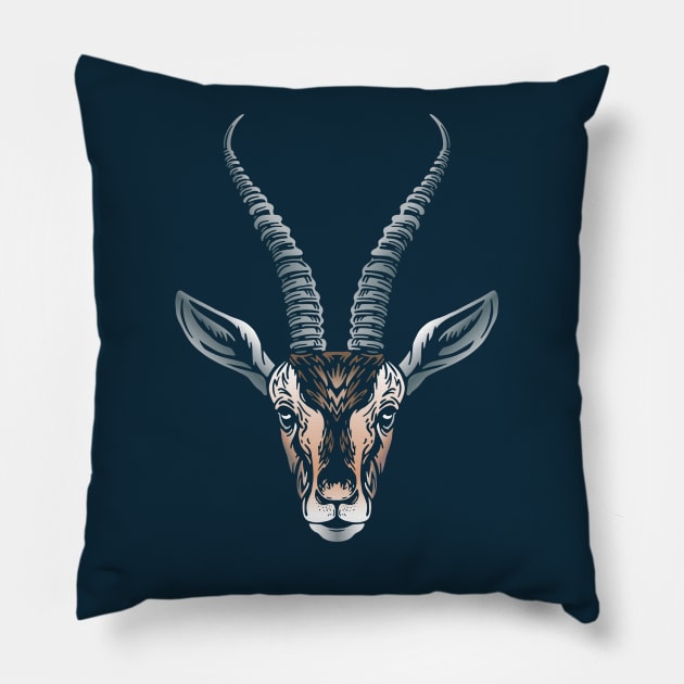 Gazelle Face Pillow by JunkyDotCom