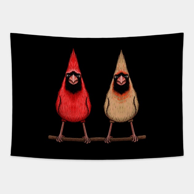 Red Cardinal cute birds Tapestry by Artardishop