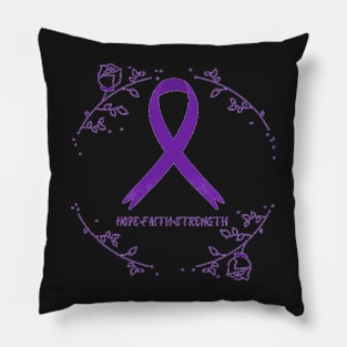 Hope•Faith•Strength IBD Awareness Ribbon Pillow