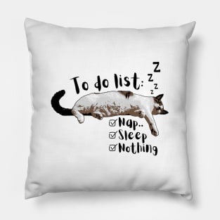 To Do List Nap Sleep Nothing Cute and Funny Sleeping Cat Pillow