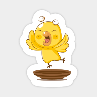 Cute Yellow Bird Cartoon Magnet