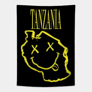 Vibrant Tanzania x Eyes Happy Face: Unleash Your 90s Grunge Spirit! Tapestry