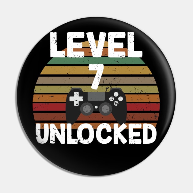 Level 7 Unlocked Gift 7th Birthday Gaming Lovers Gift Pin by mommyshirts