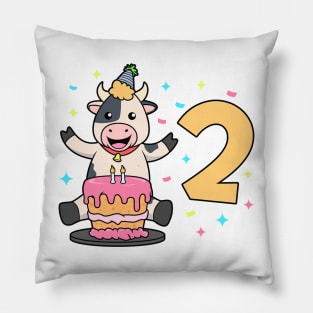 I am 2 with cow - kids birthday 2 years old Pillow