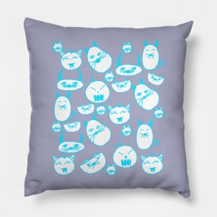 Evil Pussies Blue Pillow