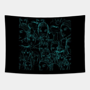 too many faces in sketch art Tapestry