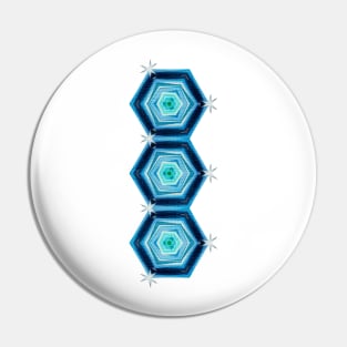 Abstract Hexagon Blue Pattern Pin