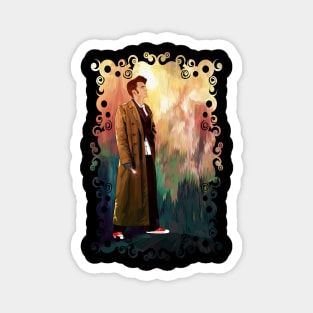 10th Doctor with full color abstract background Magnet