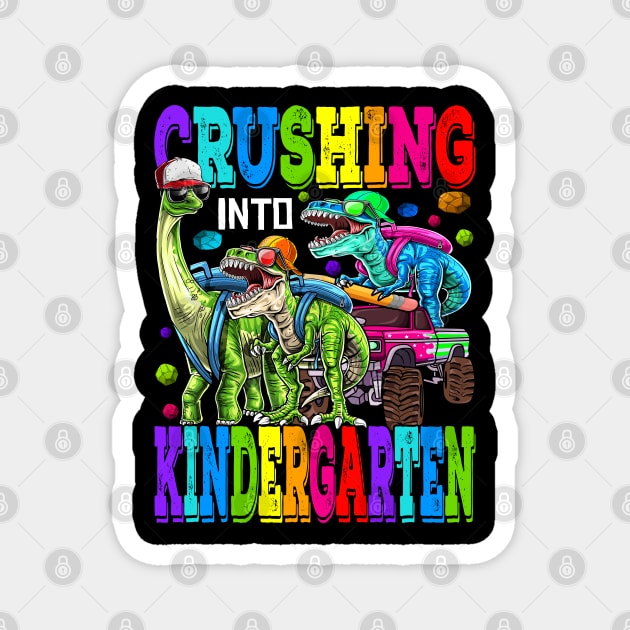 Crushing Into Kindergarten Monster Truck Dinosaur Magnet by eyelashget