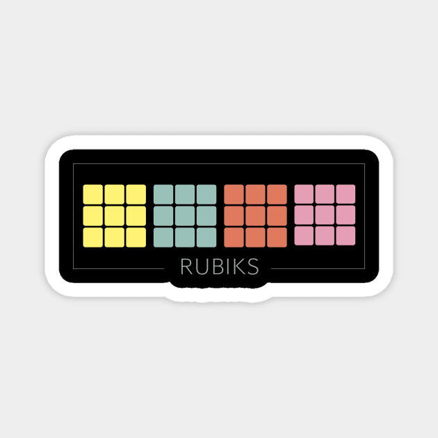 Minimal Rubiks cube colorful Magnet by GROOVYUnit