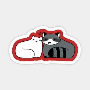 Raccoon and Cat Love Magnet