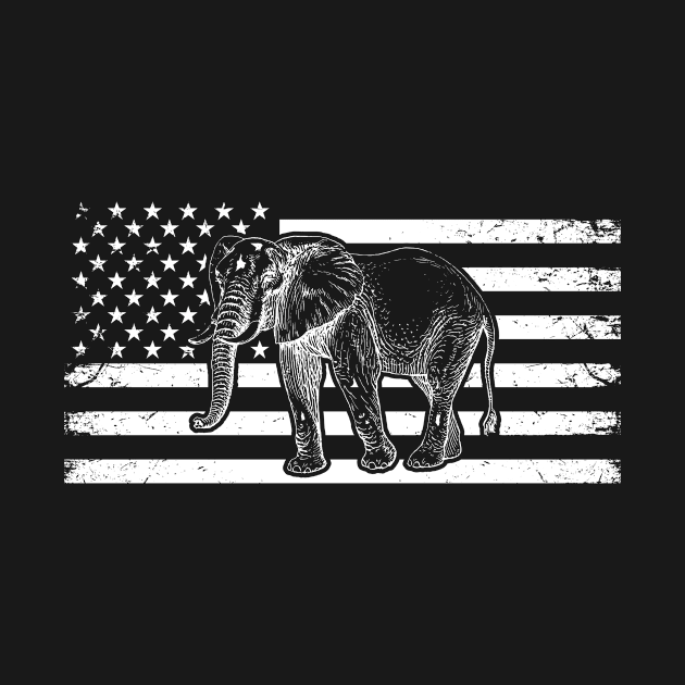 Elephant American Flag Stars And Stripes by AlphaDistributors